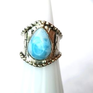 Artisan Crafted Larimar Ring in Sterling Silver 7 NWT